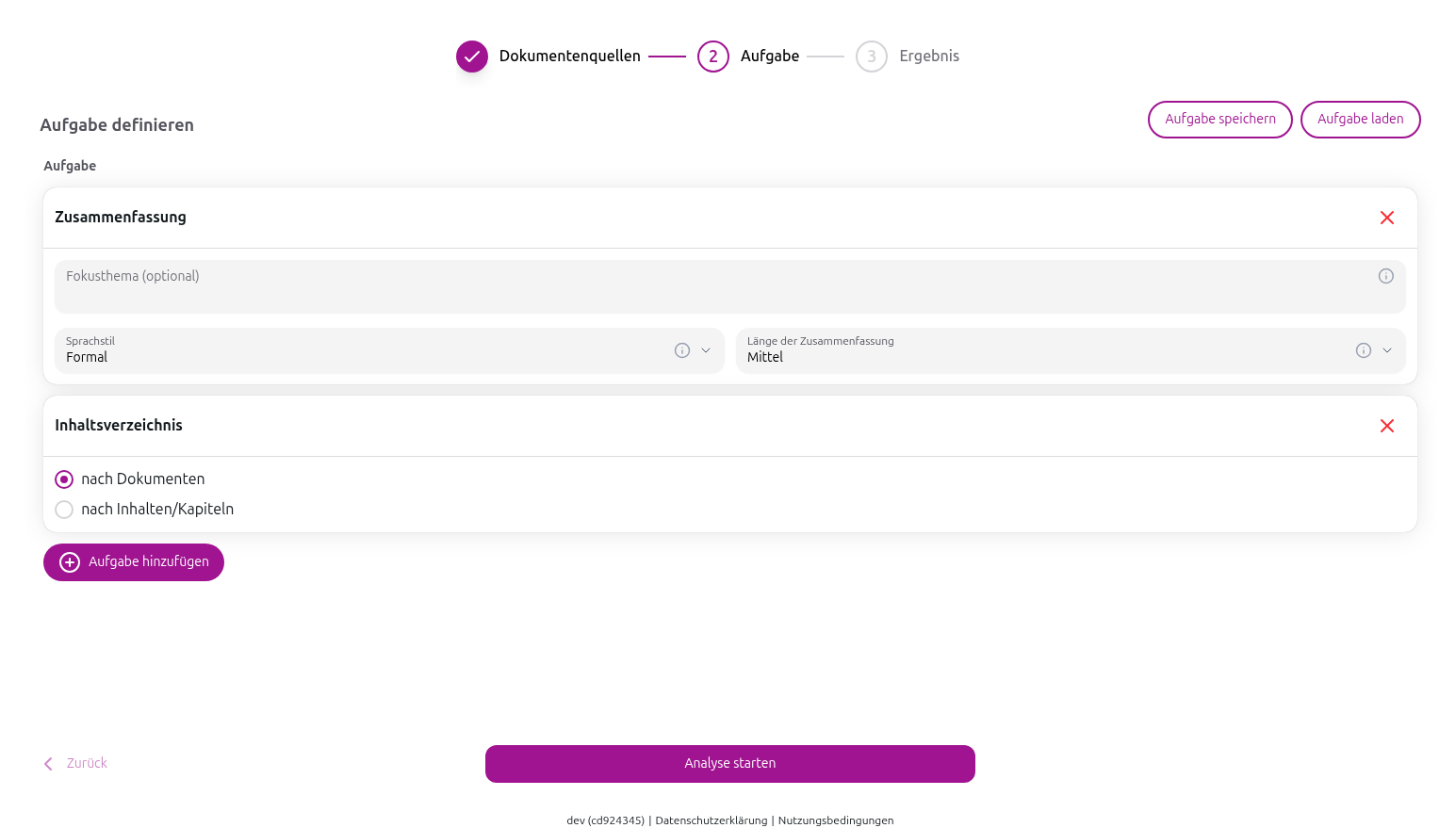 Aufgaben Speichern/Laden