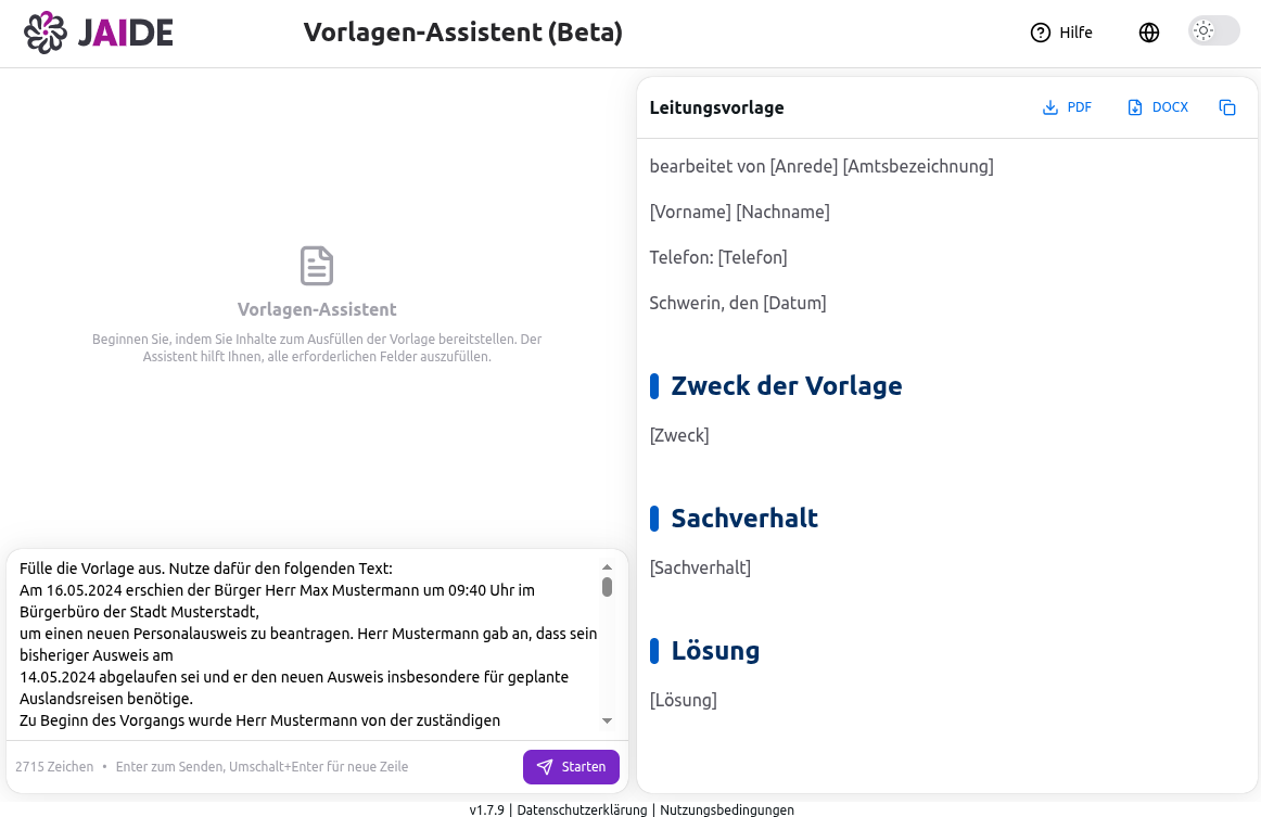 Eingabe Informationen