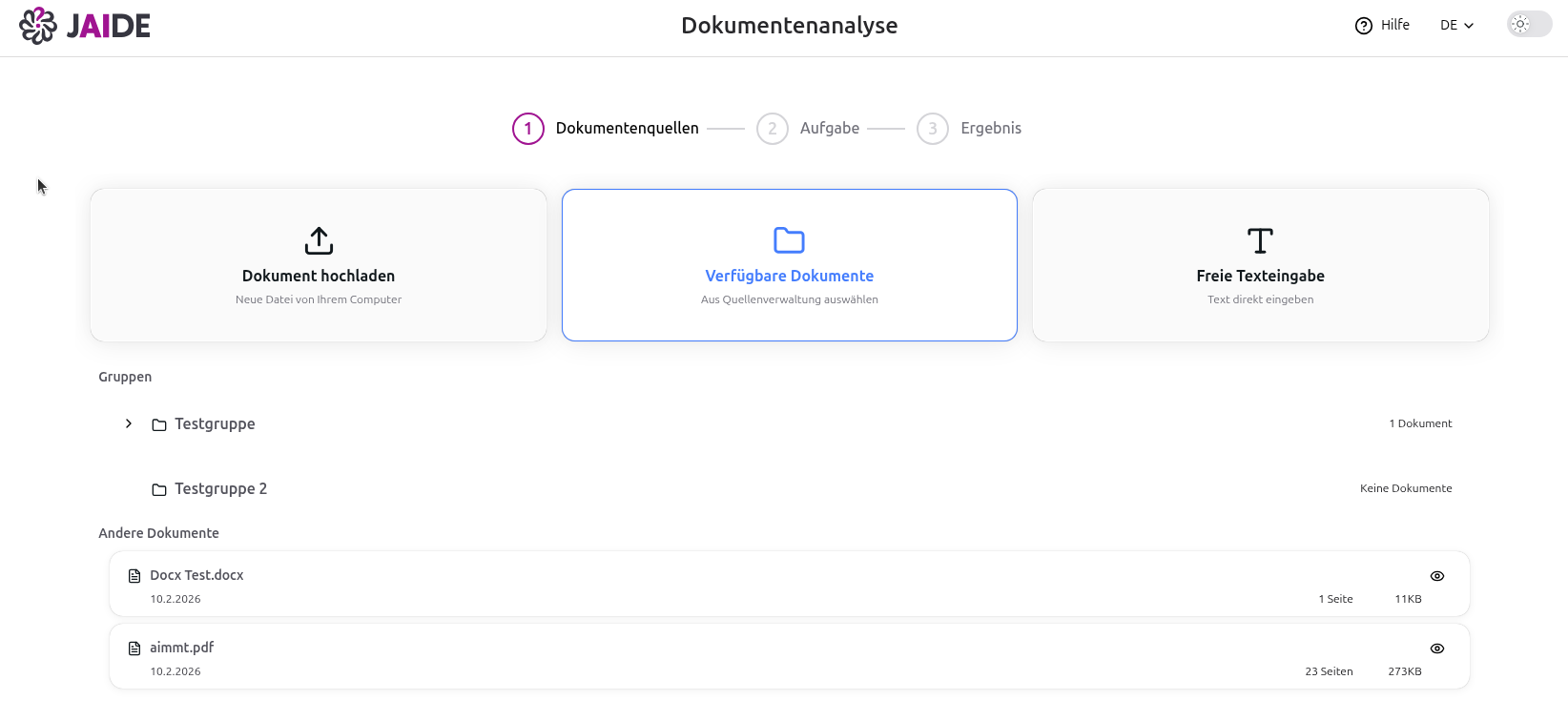 Aus Quellenverwaltung wählen