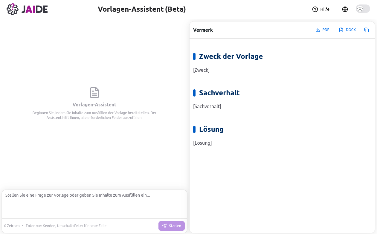 Übersicht Assistent
